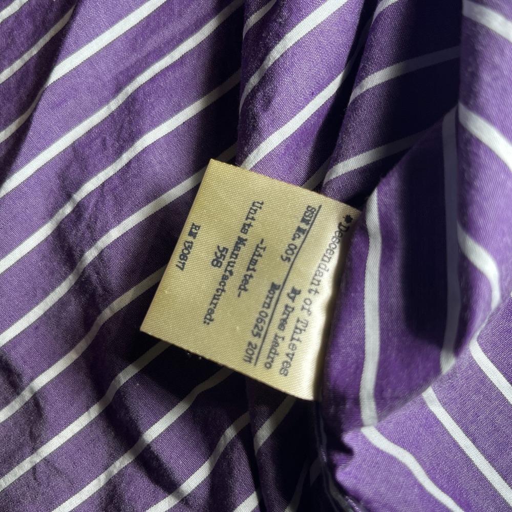 Descendant of Thieves Shirt Mens Large Purple Striped Long Sleeve Button Up - Picture 7 of 10